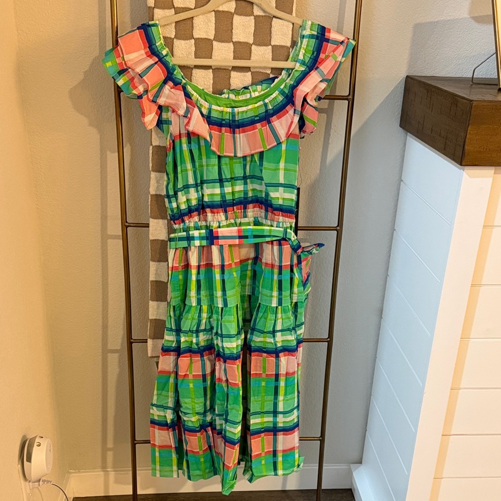 NWT‎ MAGGY LONDON Colorful Plaid Ruffle Dress 4